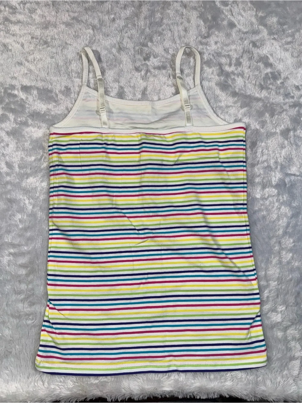 SO Girls White Rainbow Striped Tank Top